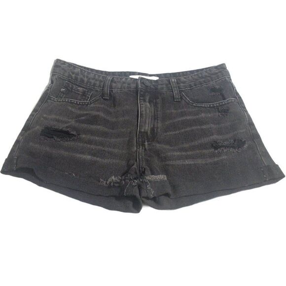 KanCan Black Denim Distressed Shorts Size Medium - Picture 1 of 9